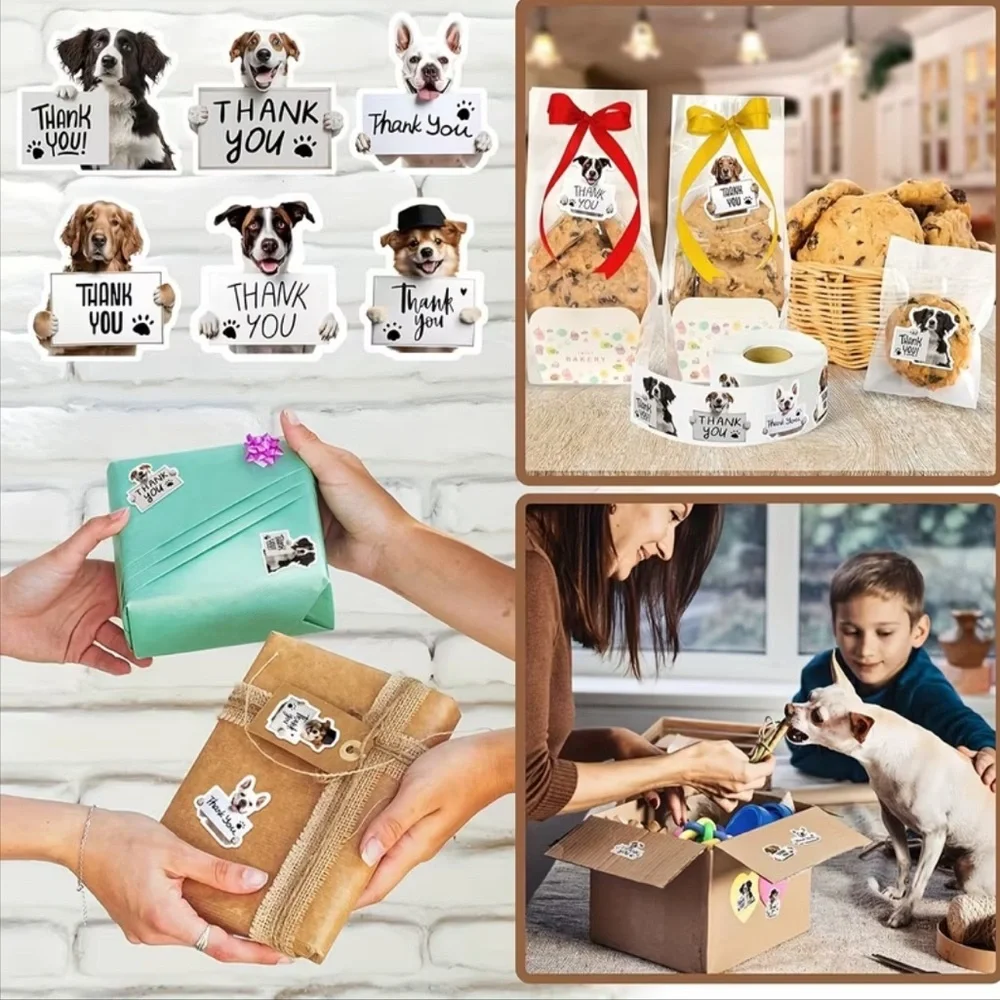 Thank You Dog Sticker Roll, 500 pcs, NEW